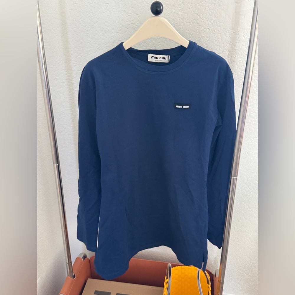 Miu Miu Blue Long-Sleeve T-Shirt｜L